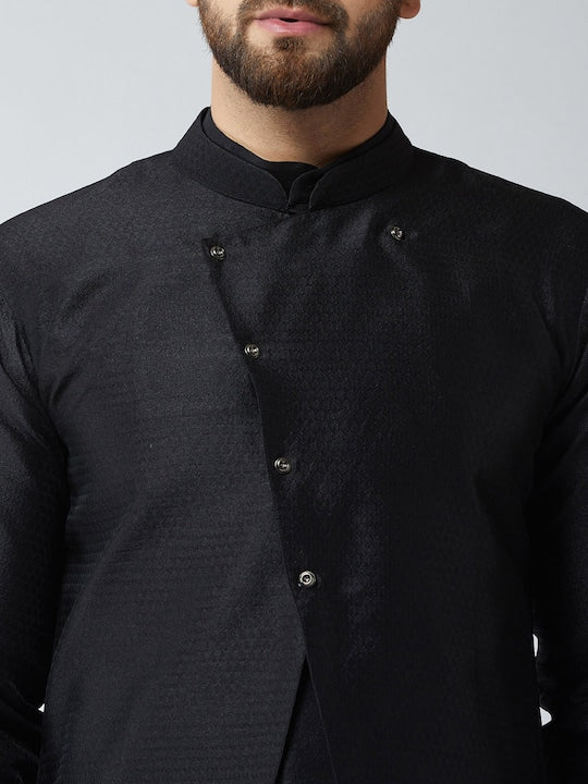 Sojanya Men Black Self-Design Sherwani Set