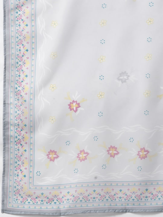 Yufta Floral Embroidered Regular Thread Work Pure Silk Kurta with Trousers & With Dupatta