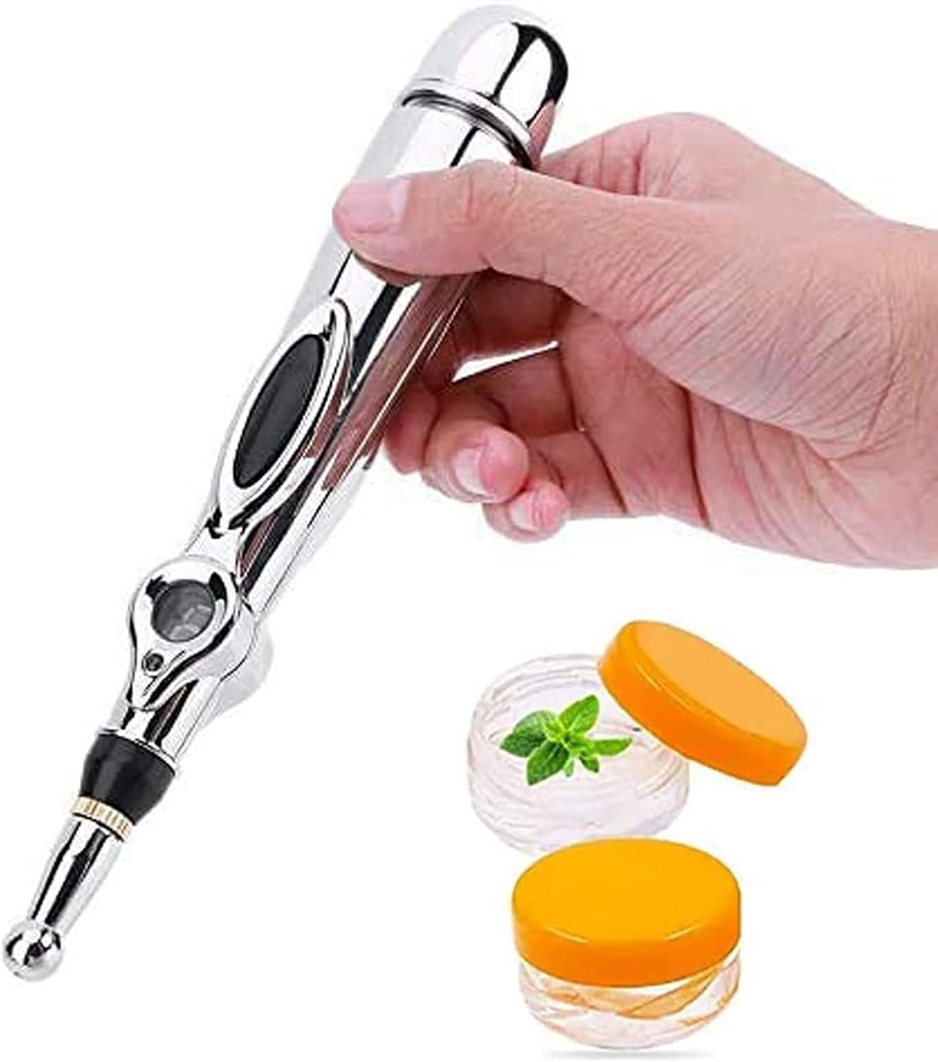 Acupuncture Pen 3-in-1 Electronic Acupuncture Pen with 3 Massage Heads, Meridian Energy Pulse Massage Pen for Pain Relief Therapy & Muscle Healing (Battery Powered)