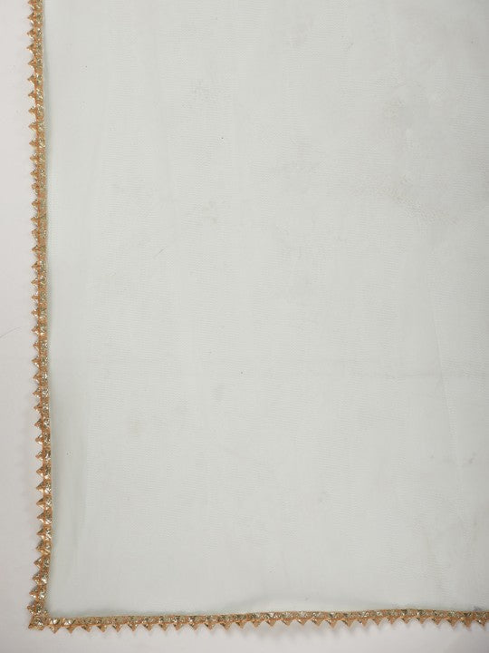 House of Pataudi Embroidered Gota Patti A-Line Kurta with Trousers and Dupatta