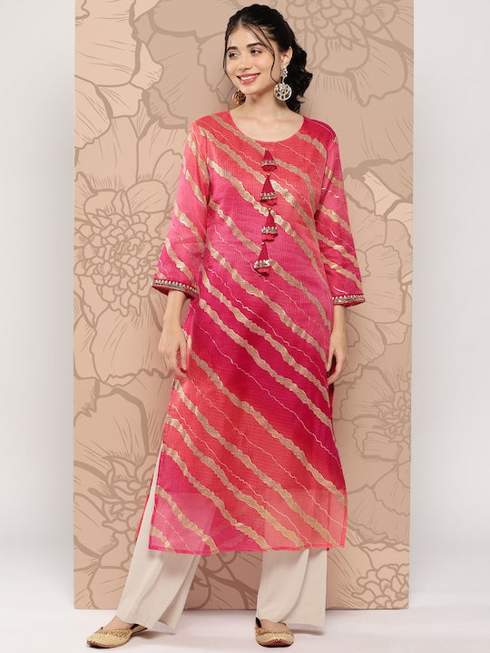 Yufta Women Leheriya Printed Kurta