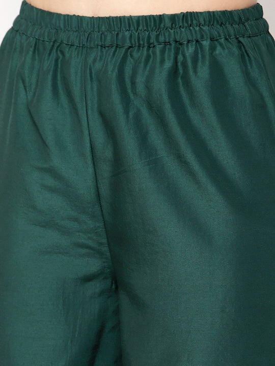 Myshka Women Green Kurta with Palazzos & With Dupatta