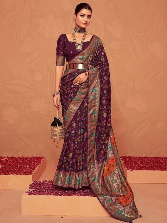 Satrani Floral Zari Art Silk Sungudi Saree