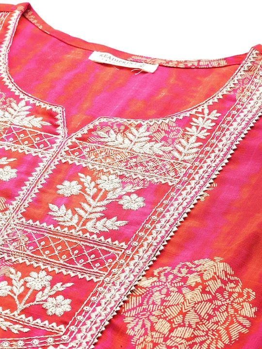 Readiprint Fashions Ethnic Motifs Embroidered Sequinned Pure Cotton Kurta