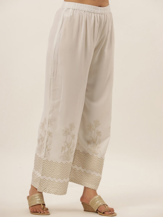 Yufta Women Navy Blue Floral Embroidered Panelled Sequinned Kurti with Trousers & With Dupatta