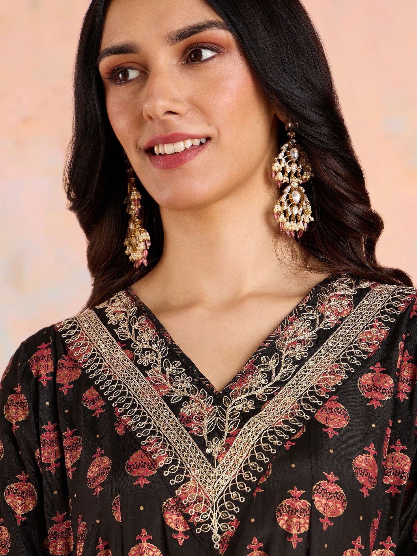 Likha Black Diwa Dazzle Shantoon Gold Printed Kurta Pant & Dupatta LIKSKD307 (Set of 3)