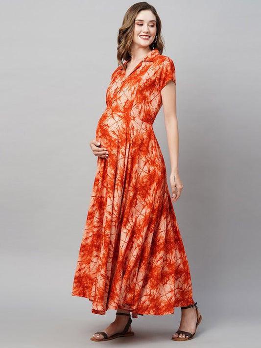 MomToBe Tie & Dye Print Maternity Fit & Flare Dress - XL