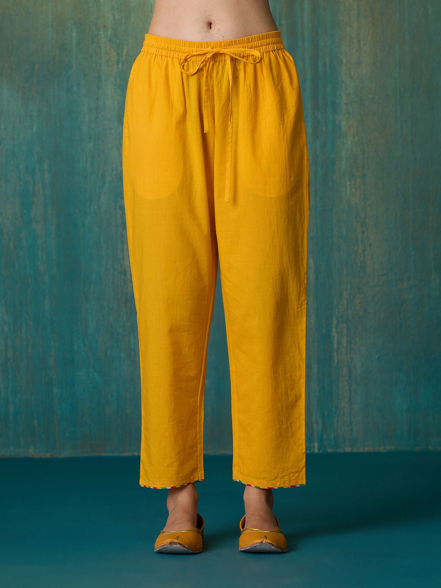 Likha Yellow Ethnic Bloom Printed Kurta Pant & Organza Dupatta LIKSKD204 (Set of 3)