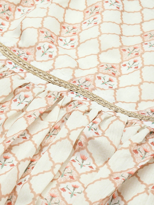 House of Pataudi Jashn Floral Printed Floral A-Line Kurta