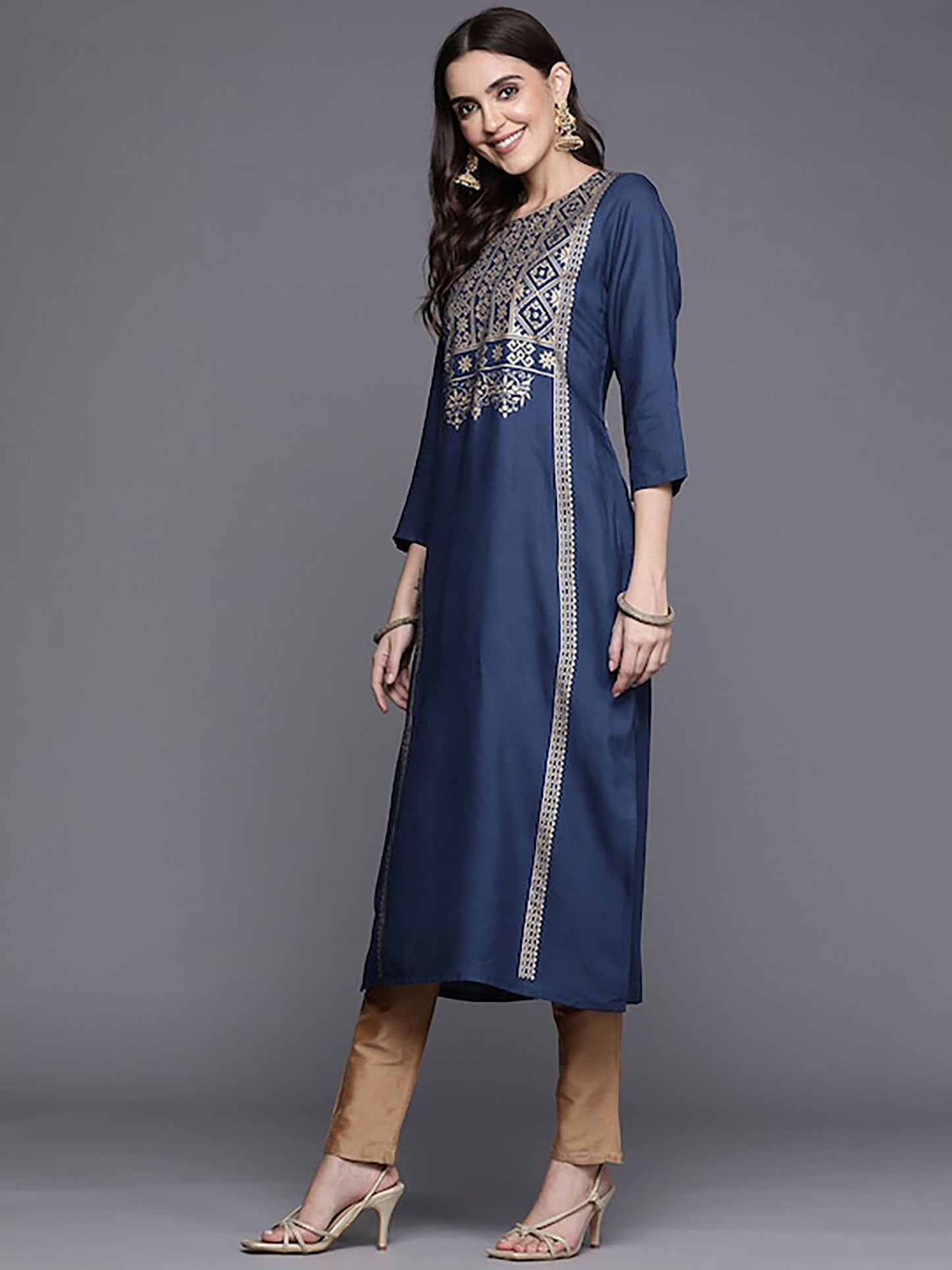 KSUT Women Navy Blue Printed Kurta