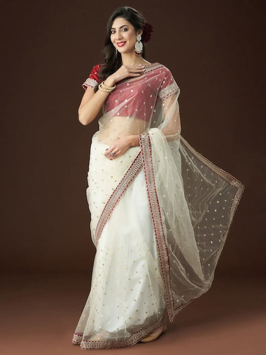 Kasee Sequin Embellished Net Saree
