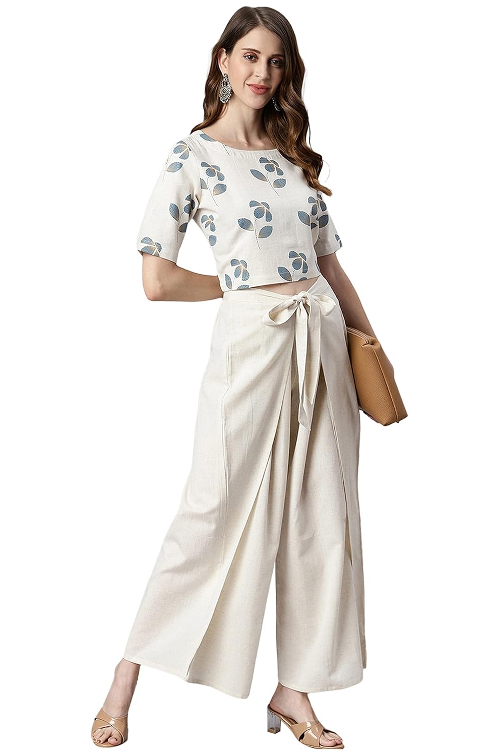 Janasya Women's Cotton Top With Palazzo Set