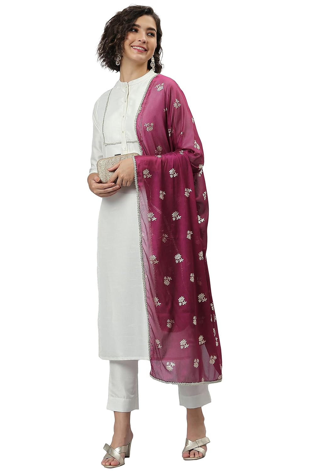 Janasya Women's Poly Silk Kurta With Pant And Dupatta