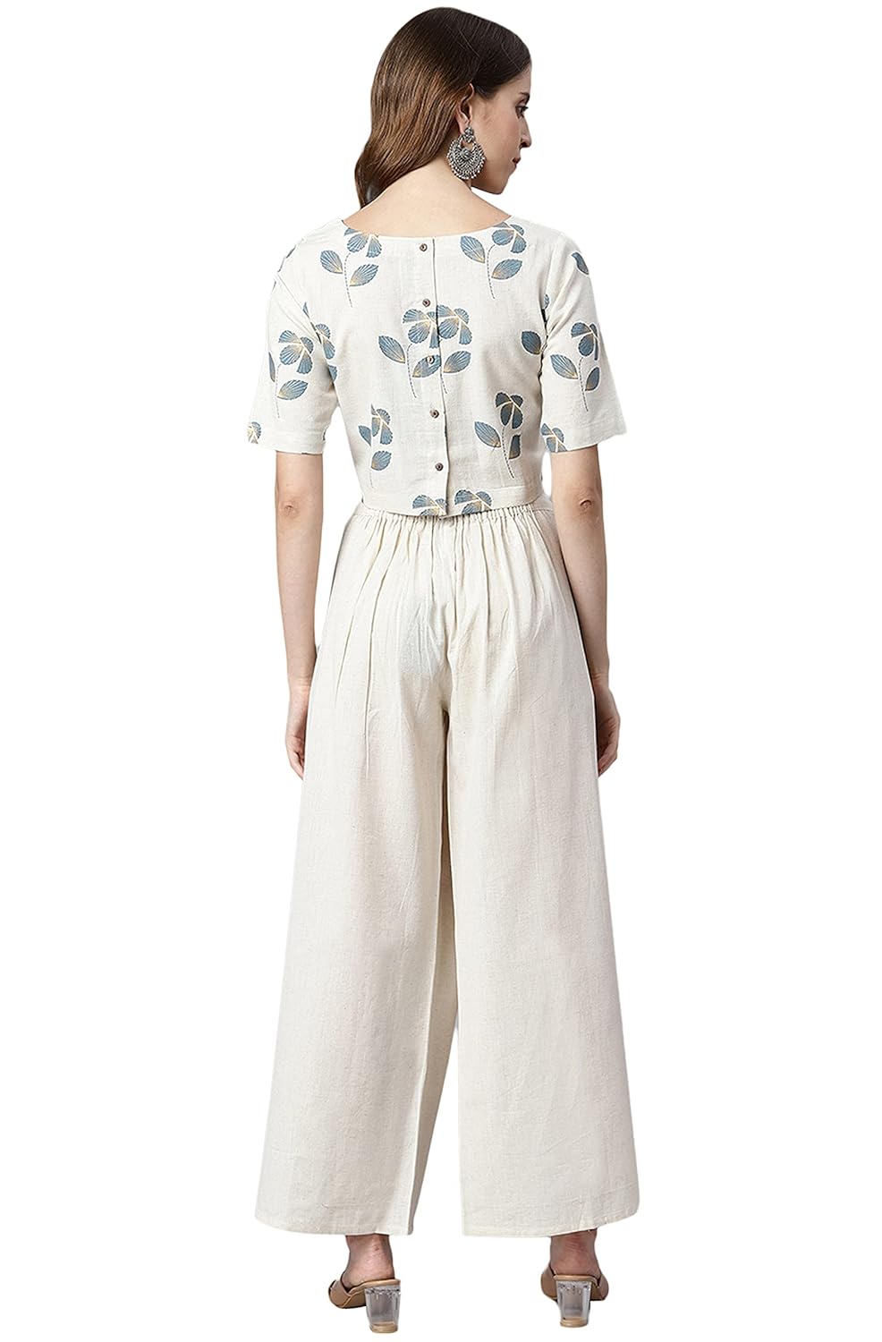 Janasya Women's Cotton Top With Palazzo Set