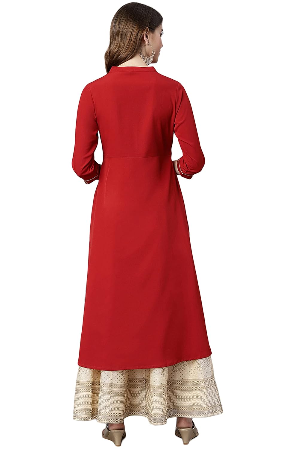 Janasya Women's Maroon Poly Crepe Kurta