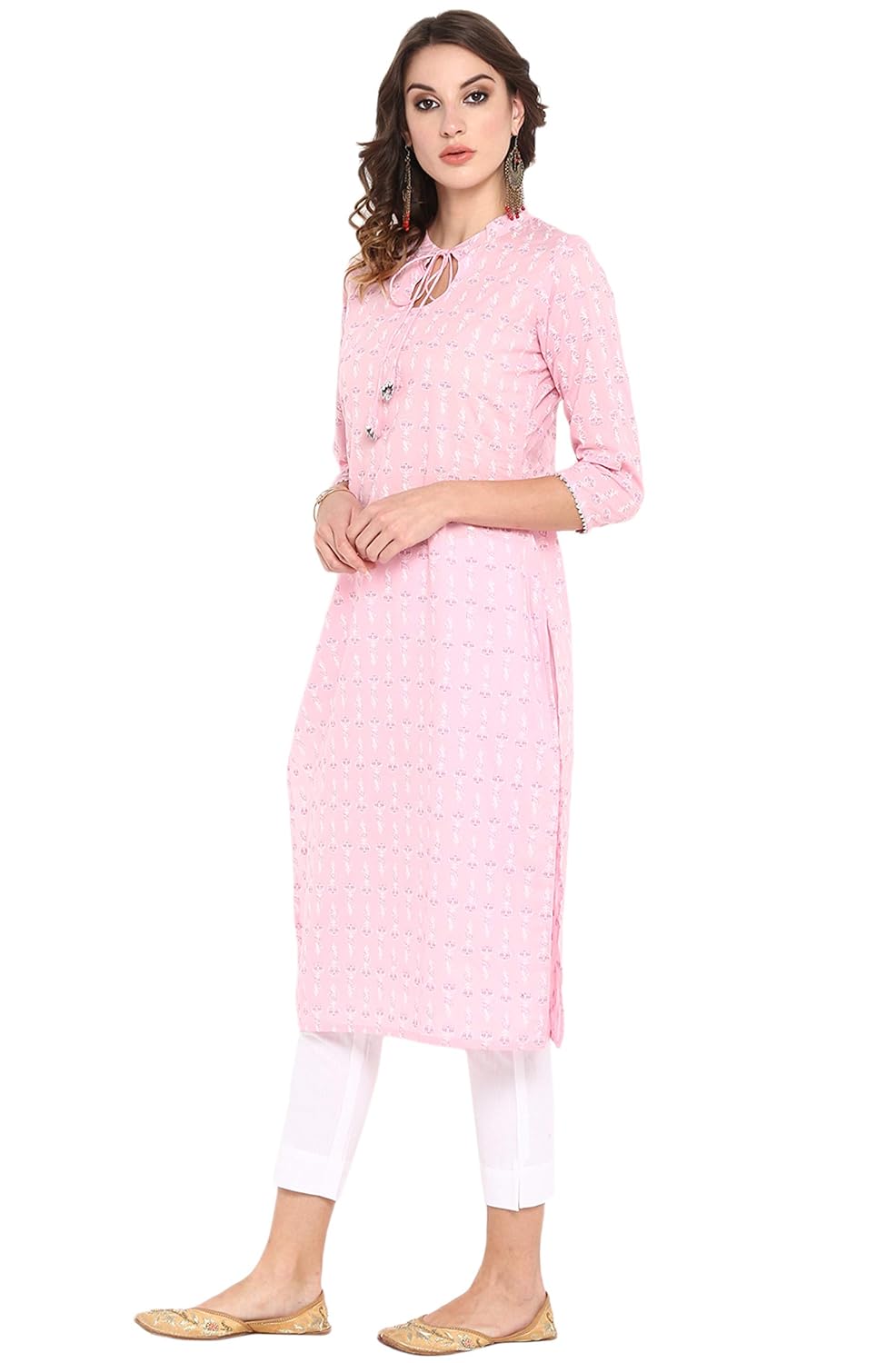 Janasya Women's Pink Cotton Kurta