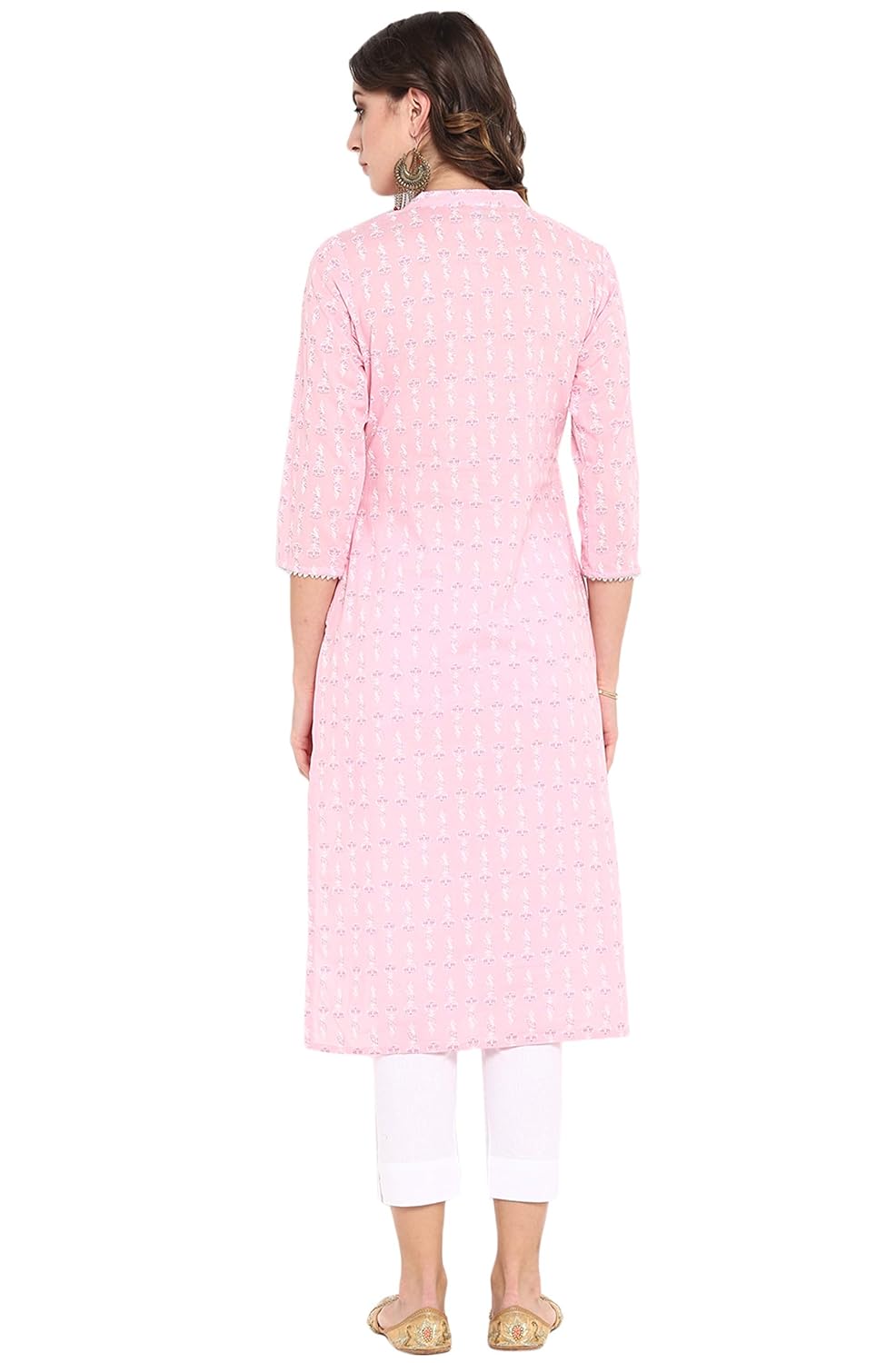 Janasya Women's Pink Cotton Kurta