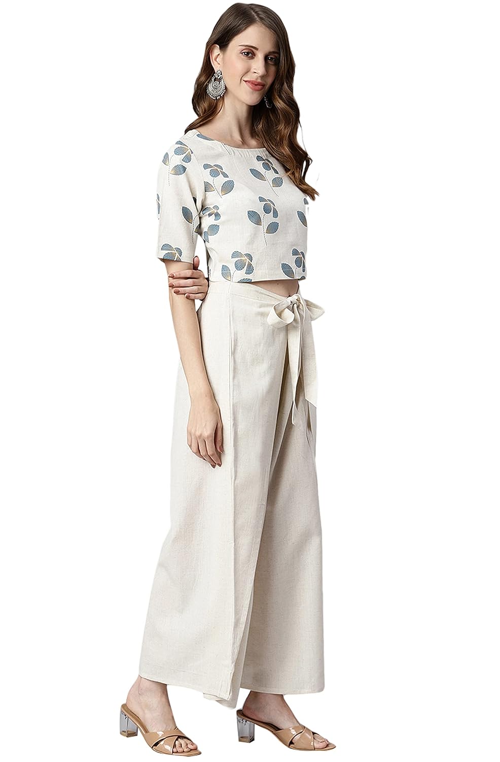 Janasya Women's Cotton Top With Palazzo Set