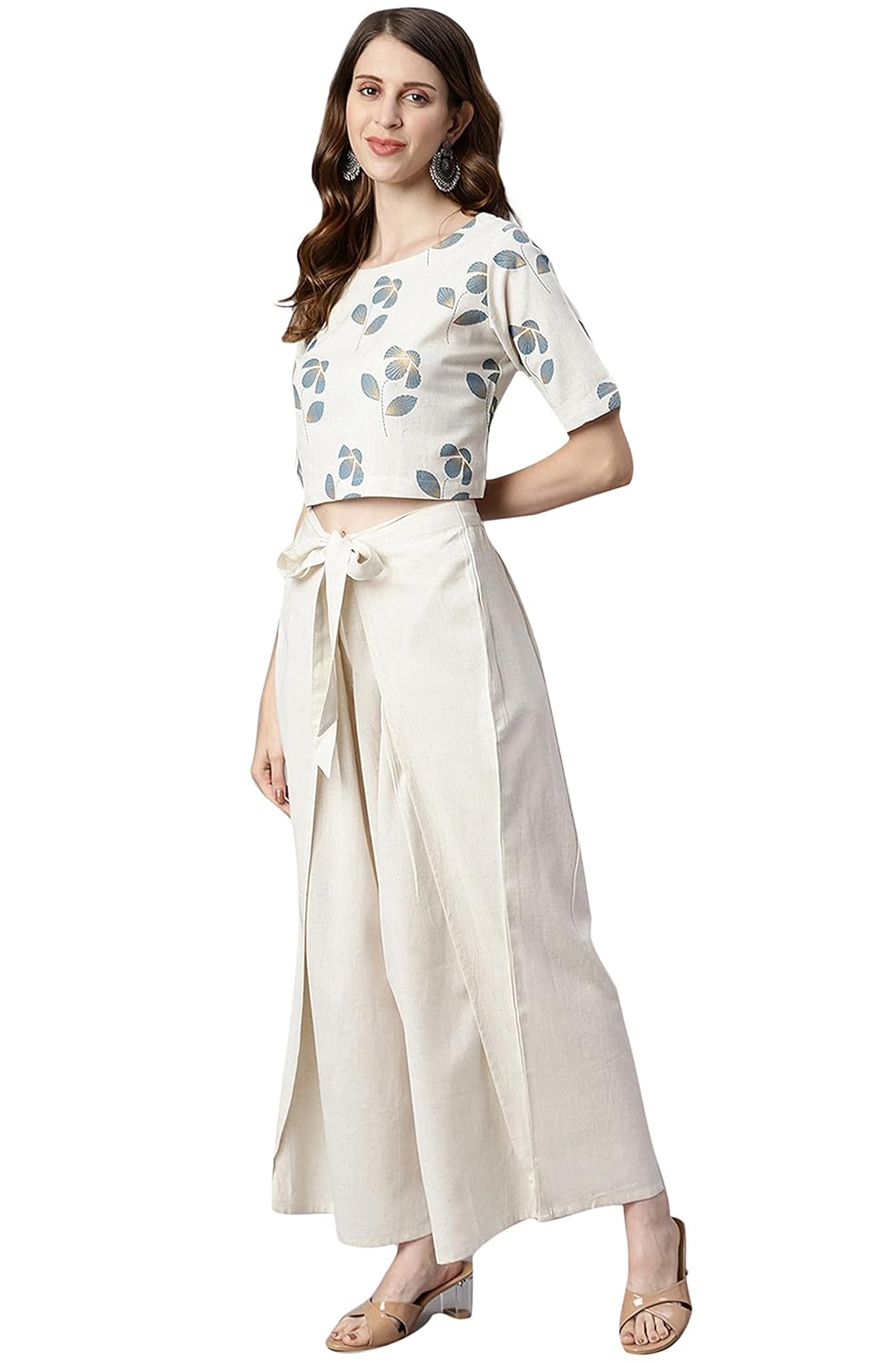 Janasya Women's Cotton Top With Palazzo Set