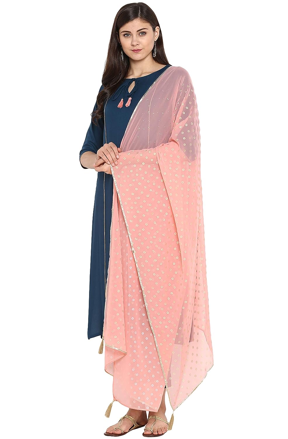 Janasya Women's Turquoise Blue Rayon Kurta with Pant and Dupatta