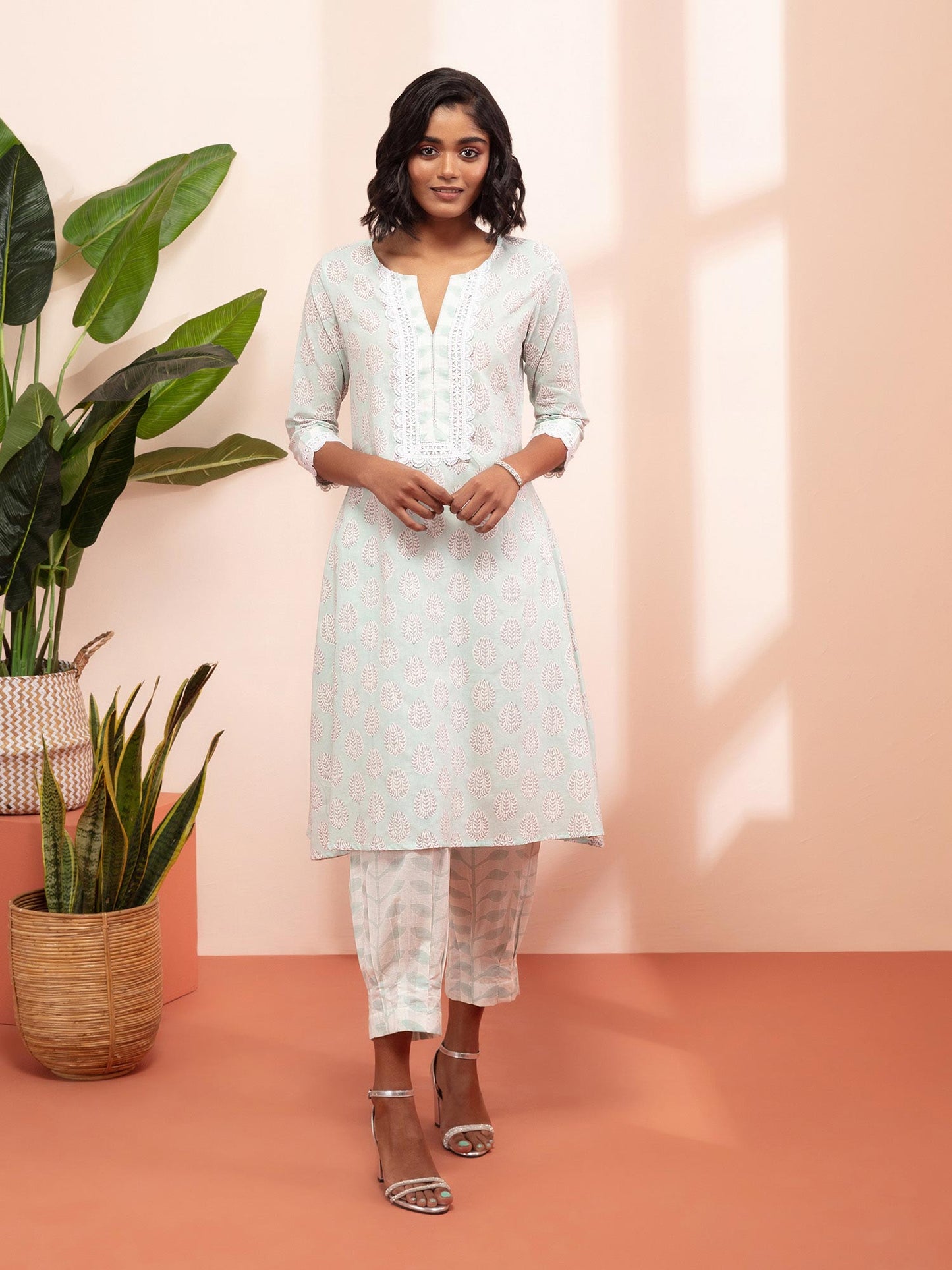 Likha Jaypuri Tales Blue Jaipuri Co-ord Set LIKSKD128 (Set of 2) - M