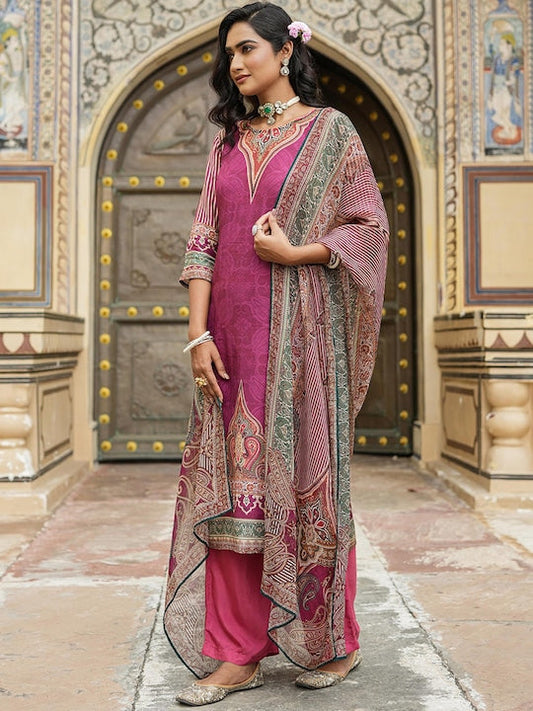 SCAKHI Paisley Printed Regular Kurta & Palazzos With Dupatta