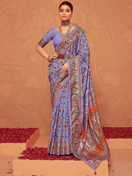 Satrani Floral Zari Art Silk Sungudi Saree