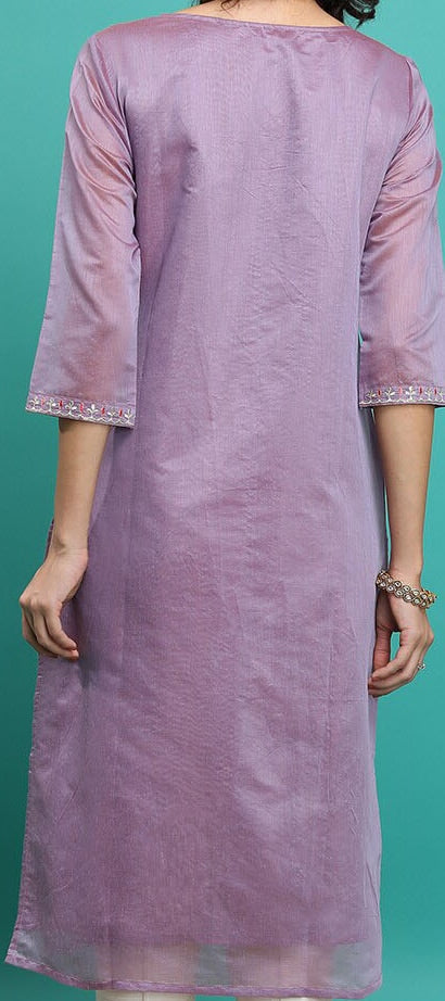 Vishudh Mauve Ethnic Motifs Embroidered Kurta