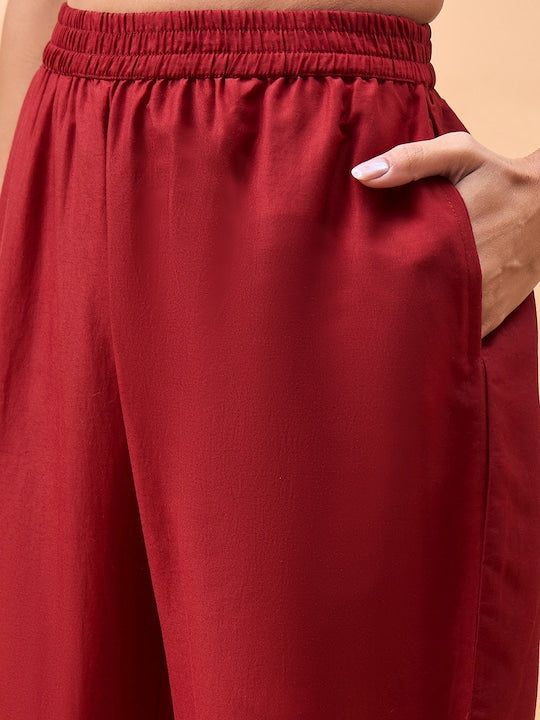 All about you Women Ethnic Motifs Embroidered Regular Sequinned Kurti with Trousers & With Dupatta