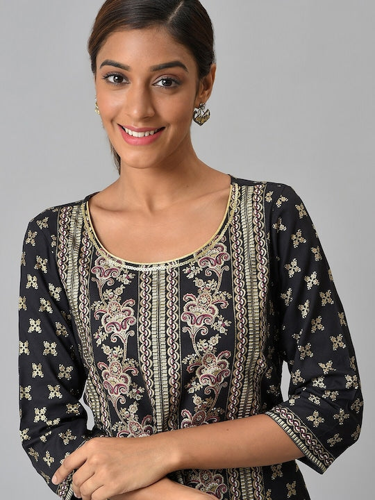 Aurelia Ethnic Motifs Printed Sequinned Straight Kurta