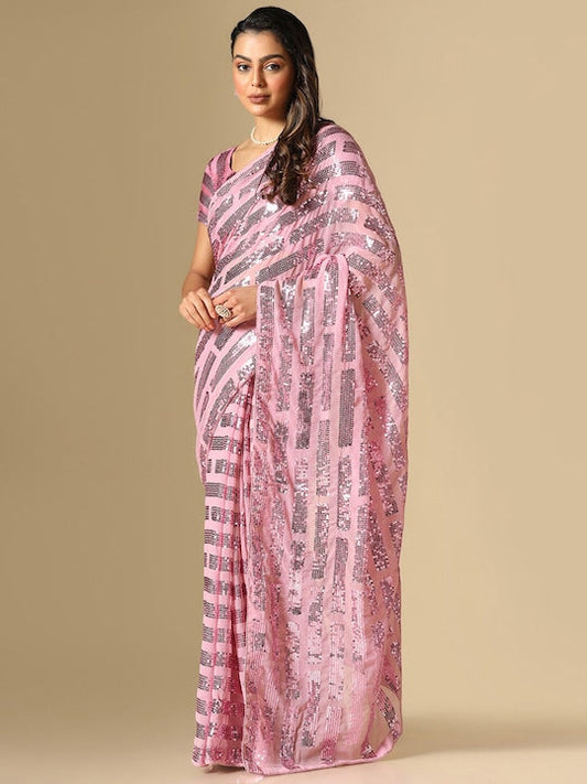 Satrani Embellished Sequined Saree