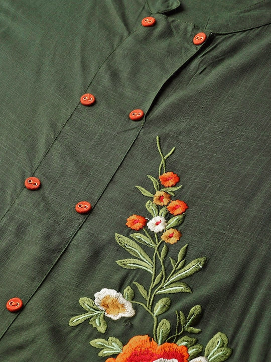 Yufta Women Green & Beige Solid Kurta with Trousers & Dupatta