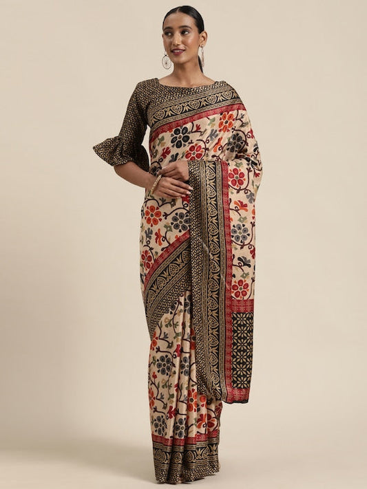 Saree mall Beige Printed Sambalpuri Saree