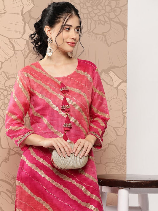 Yufta Women Leheriya Printed Kurta