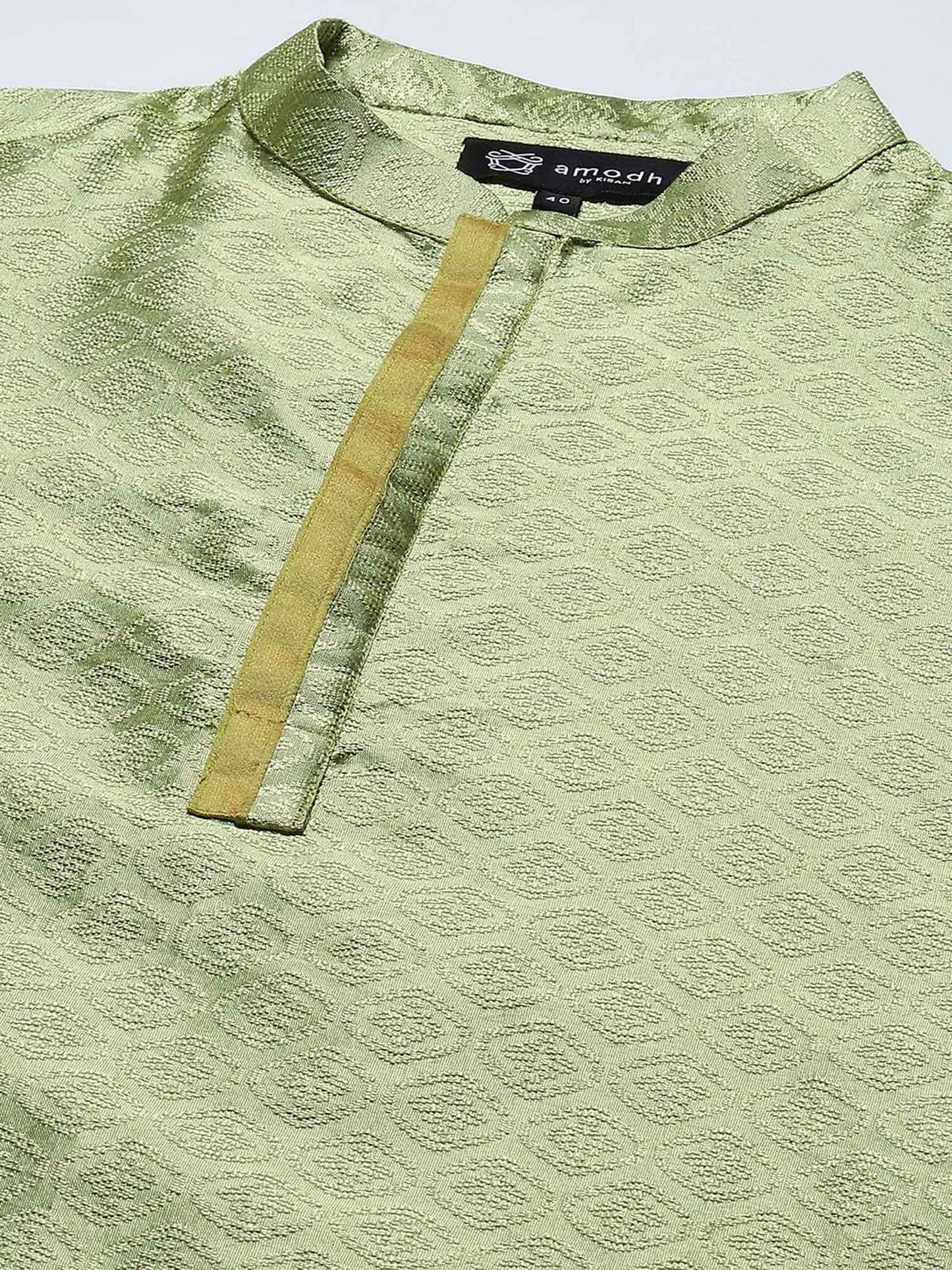 Amodh by Kisah Men Olive Kurta (Set of 2)