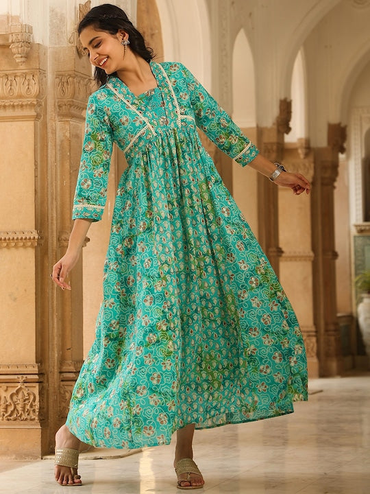 Scakhi Printed Panelled Cotton Ethnic Maxi Dress