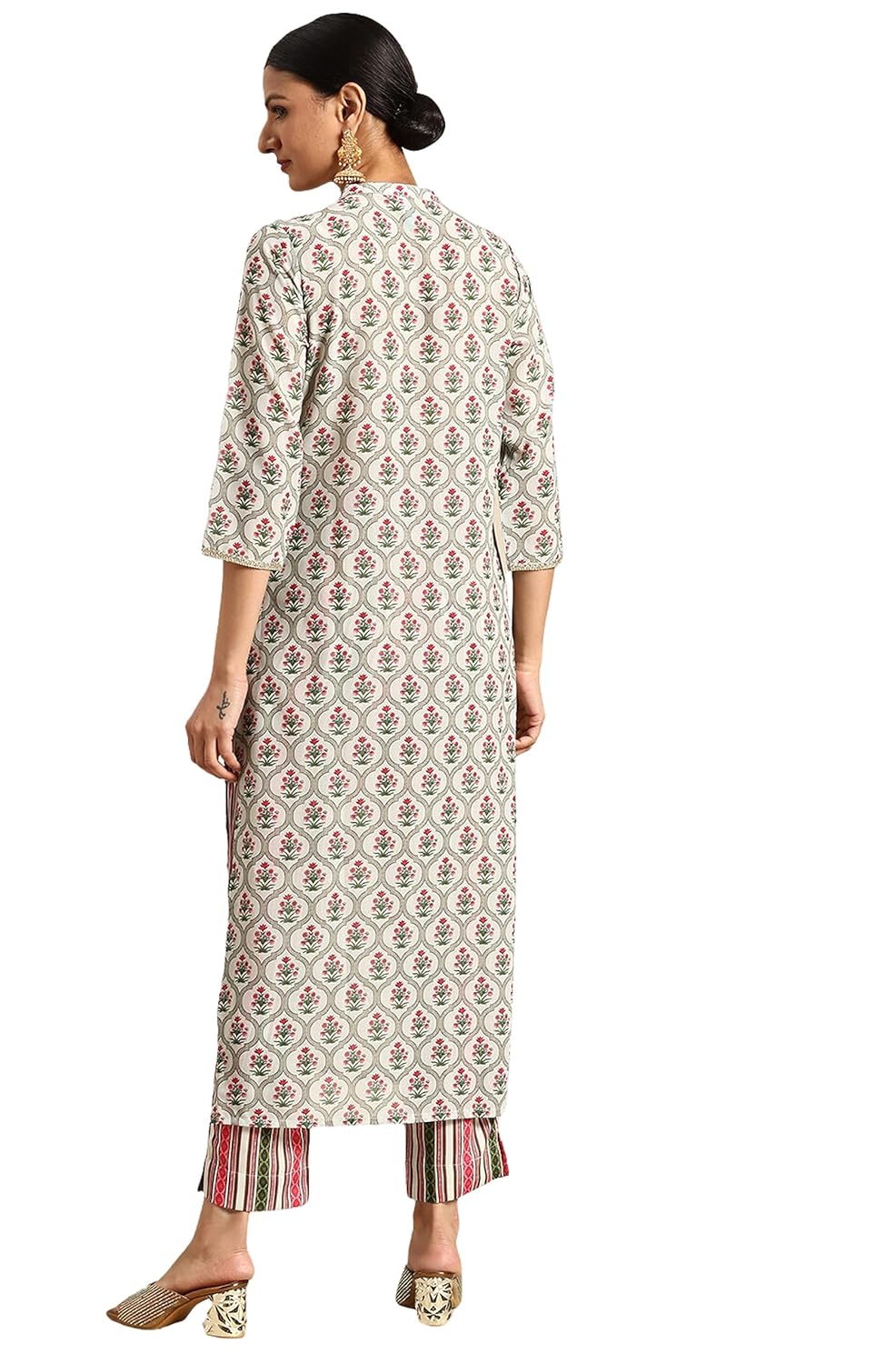 Janasya Women's Multicolor Moss Digital Floral Printed Kurta with Pant