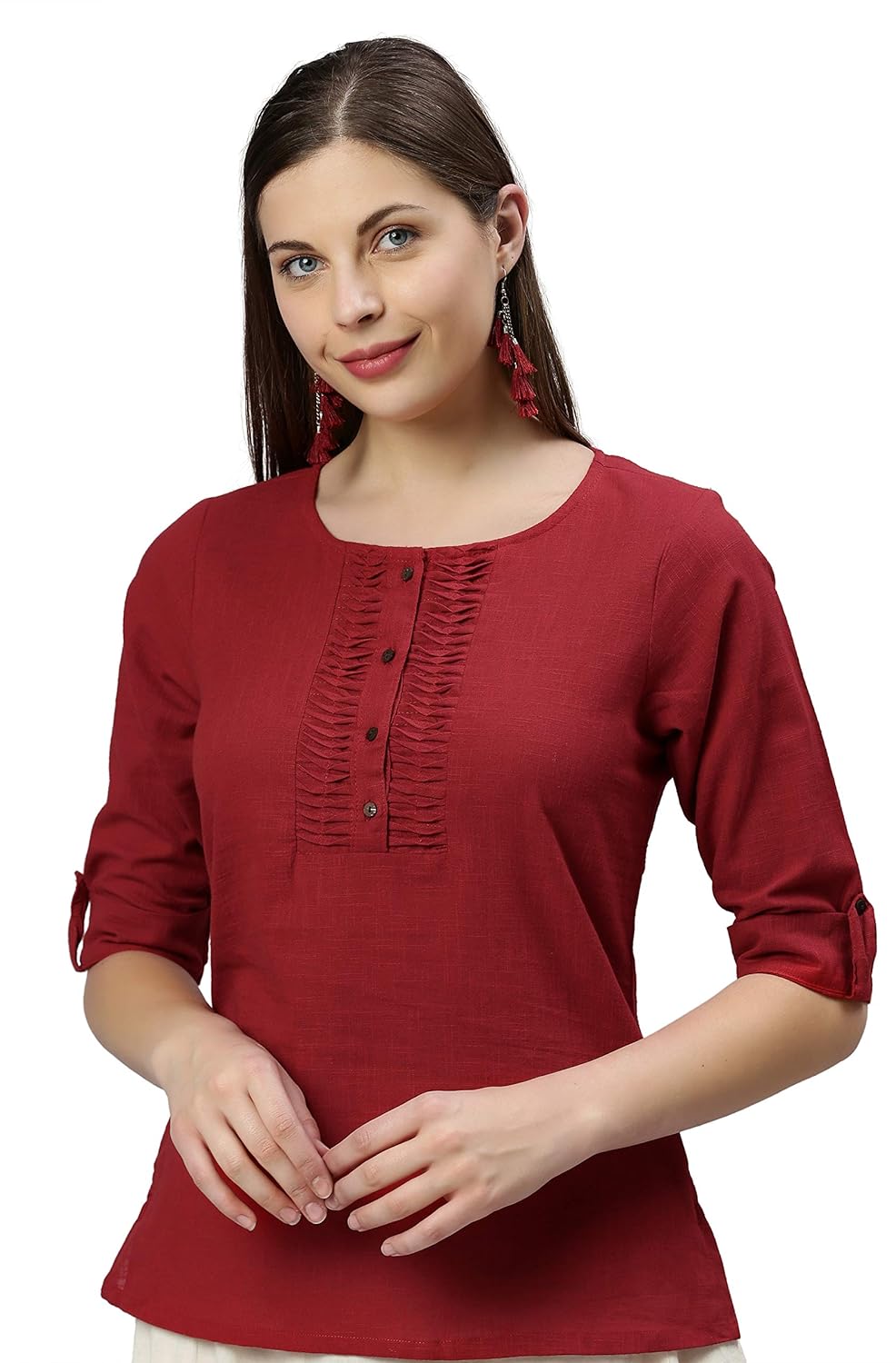 Janasya Women's Regular Cotton Slub Top