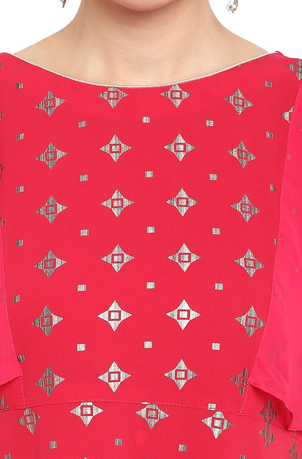 Janasya Women's Crepe A-line Kurta with Pant Pink