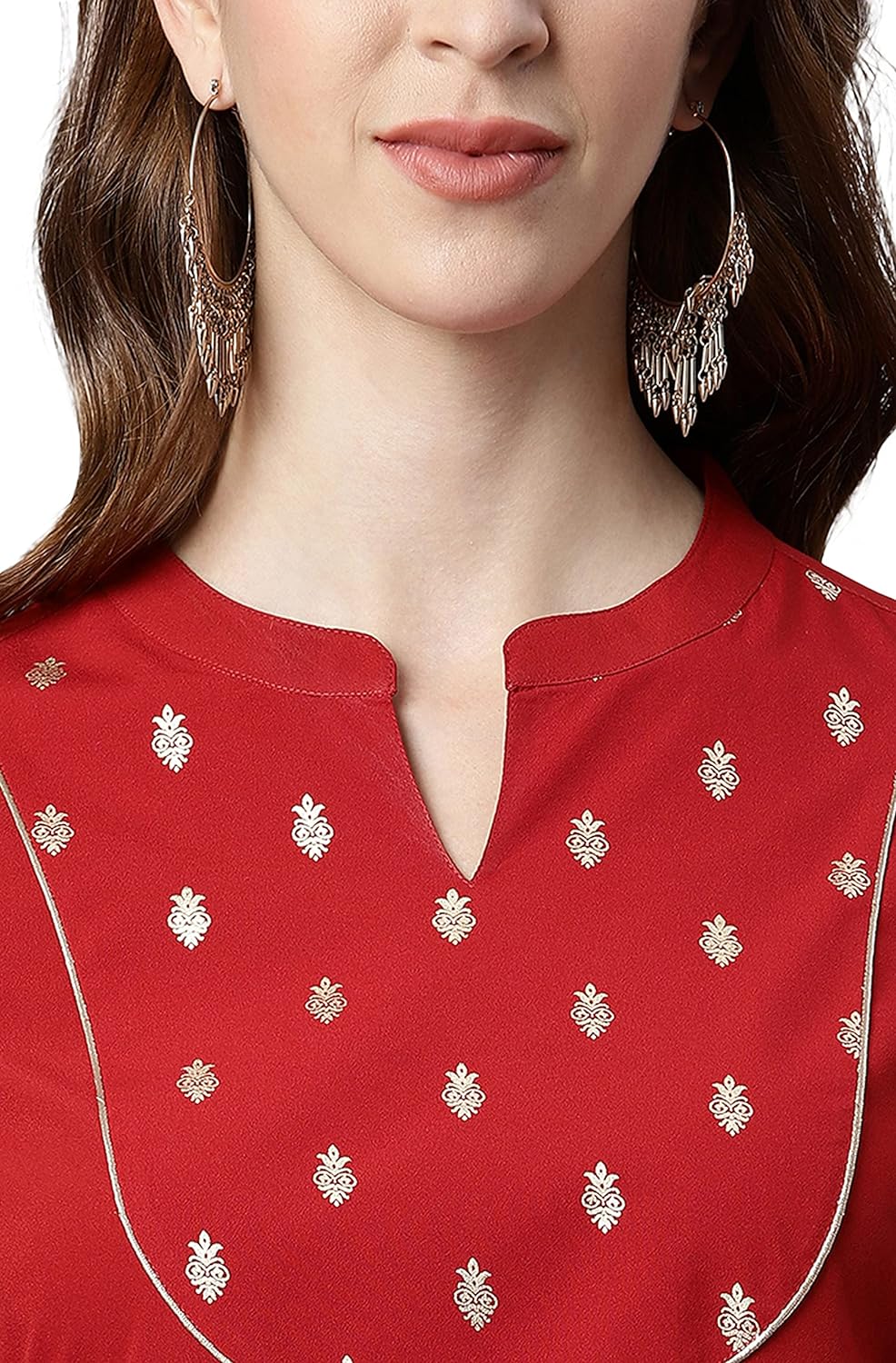 Janasya Women's Maroon Poly Crepe Kurta