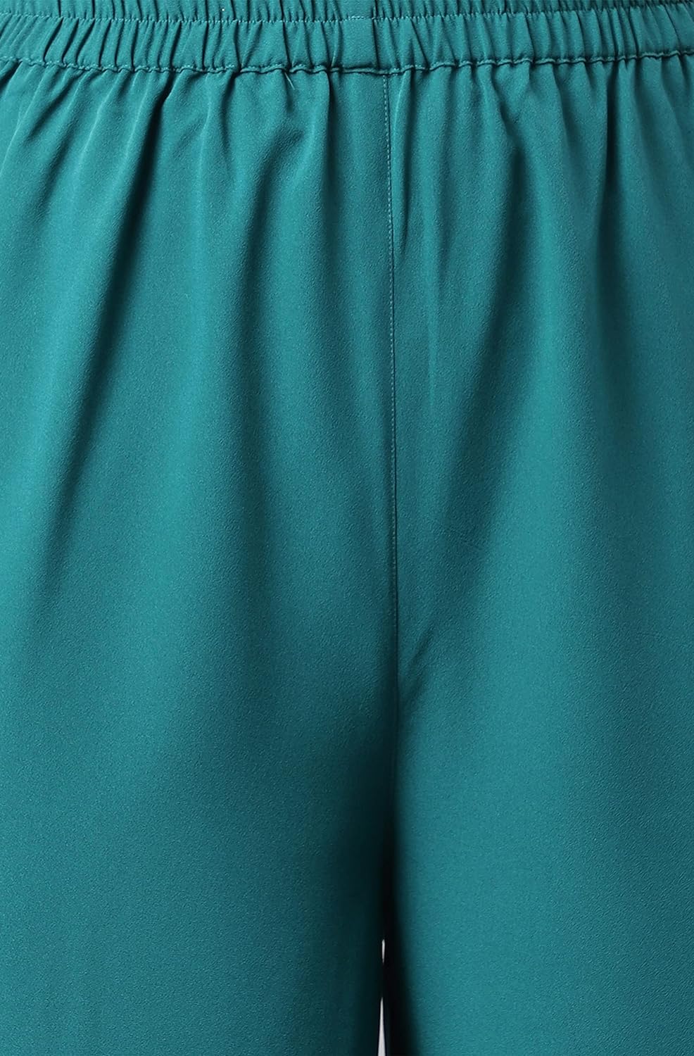 Janasya Women's Teal Crepe Gold Print Kurta with Gharara