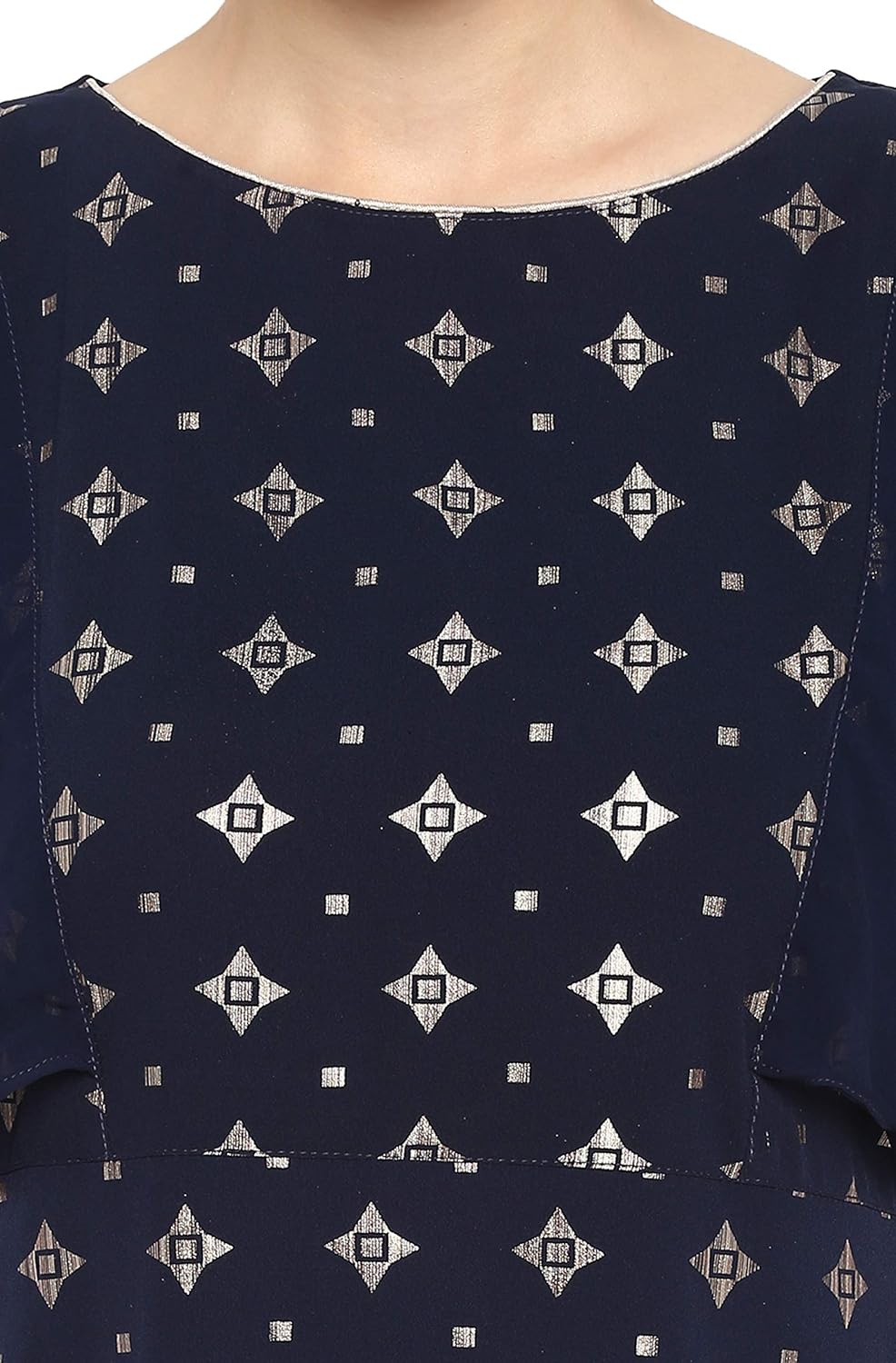 Janasya Women's Crepe A-line Kurta with Pant Black