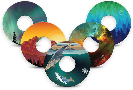 ExpressionMed - Adhesive Patches for Libre 3 (Pack of 5) - Made in The USA, Waterproof, Non-Fraying, Pre-Cut CGM Sensor Tapes (Nature Views)