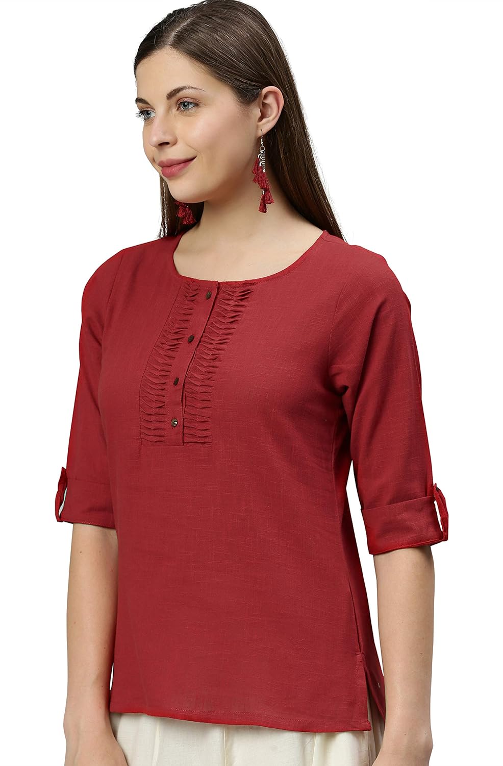 Janasya Women's Regular Cotton Slub Top