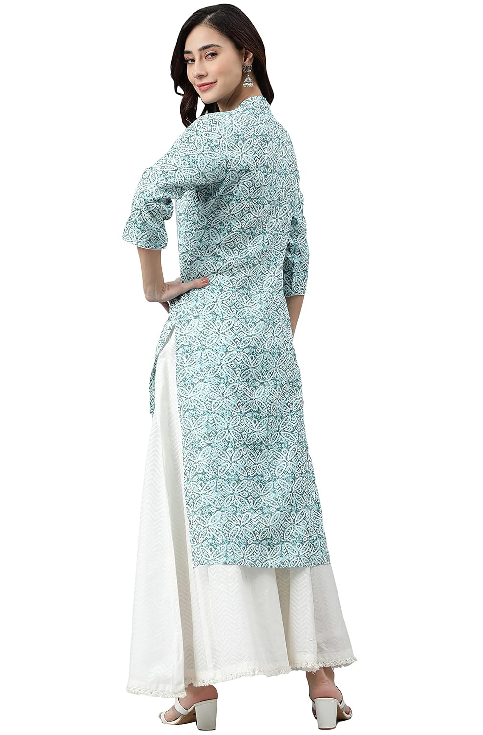 Janasya Women's Sky Blue Rayon Straight Kurta