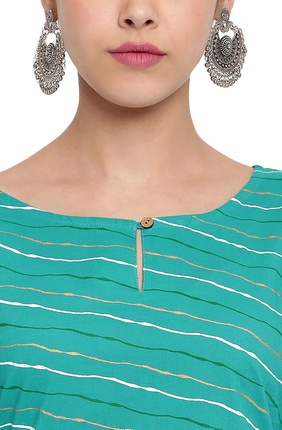 Janasya Women's Sea Green Cotton Kurta