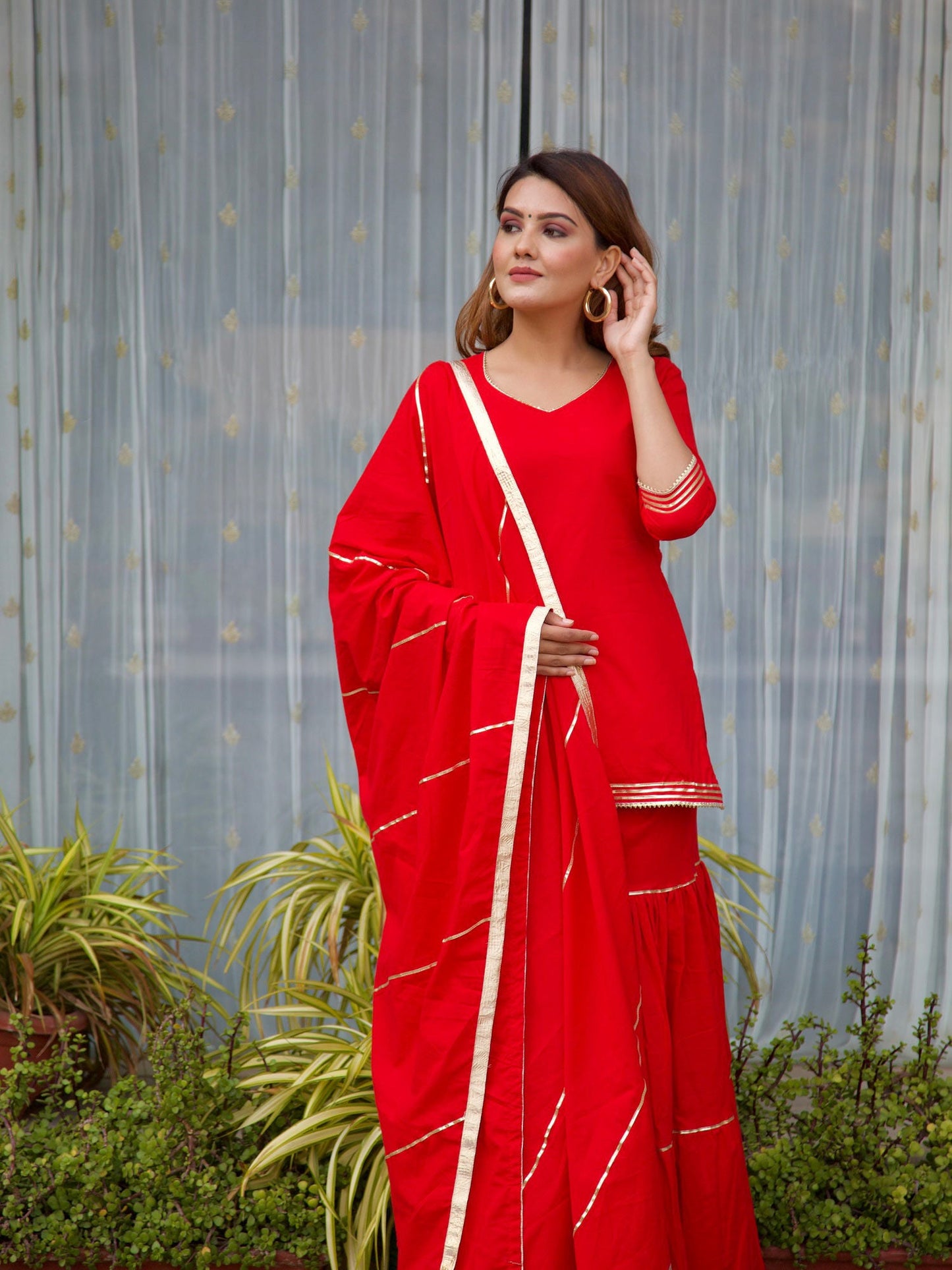 ONEWE INDIA Madhuri Sharara Set (Set of 3)