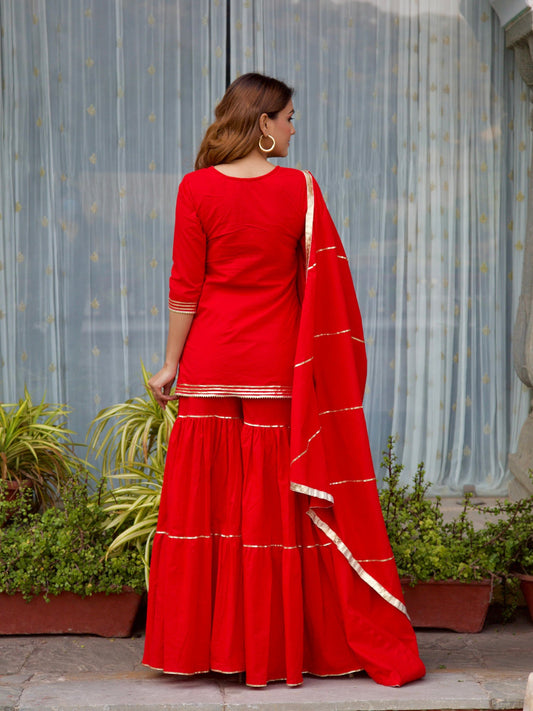 ONEWE INDIA Madhuri Sharara Set (Set of 3)