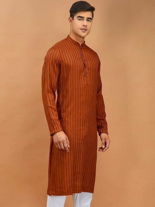 Deyann Mandarin Collar Woven Design Jacquard Kurta