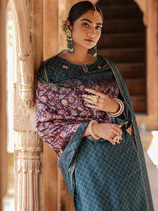 Scakhi Ethnic Motifs Woven Design Regular Kurta With Trousers & Dupatta